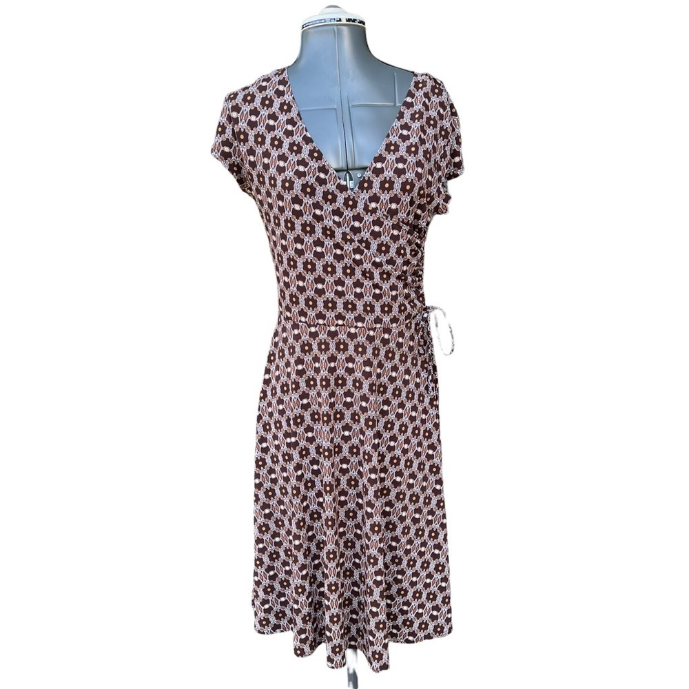 Vintage 1980s En Focus Womens Faux Wrap Dress Short Sleeve. EUC. SZ-6